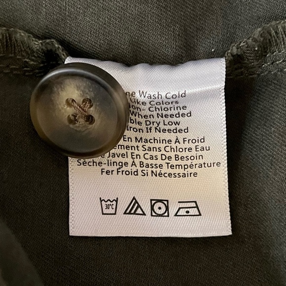 VERONICA BEARD | Cotton-Blend Twill Button Mini Dress in Army Green | Size 6 - Picture 13 of 13